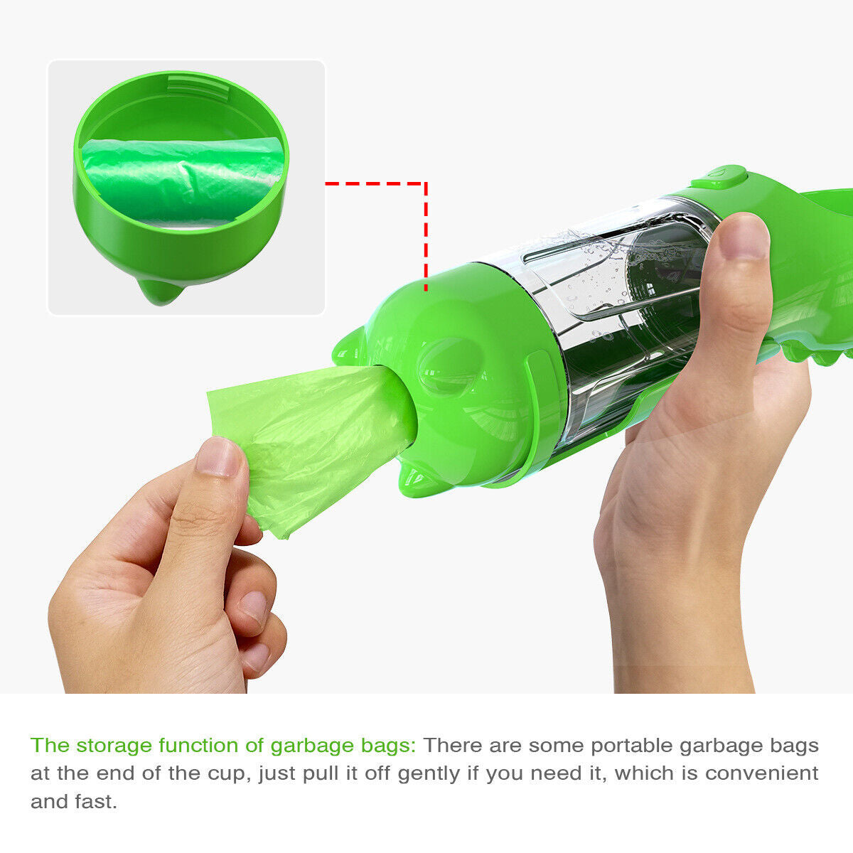 Dog Bowl Water Bottle Feeder with Poop Bag Dispenser and Scoop 3 in 1 Portable