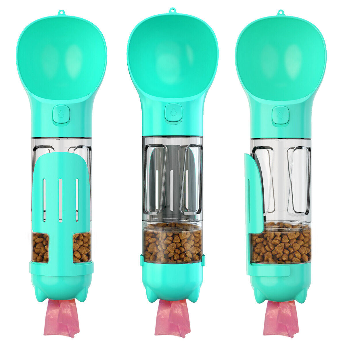 Dog Bowl Water Bottle Feeder with Poop Bag Dispenser and Scoop 3 in 1 Portable