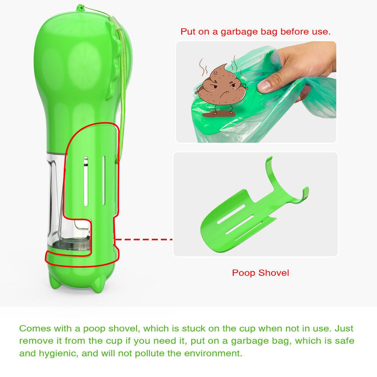 Dog Bowl Water Bottle Feeder with Poop Bag Dispenser and Scoop 3 in 1 Portable