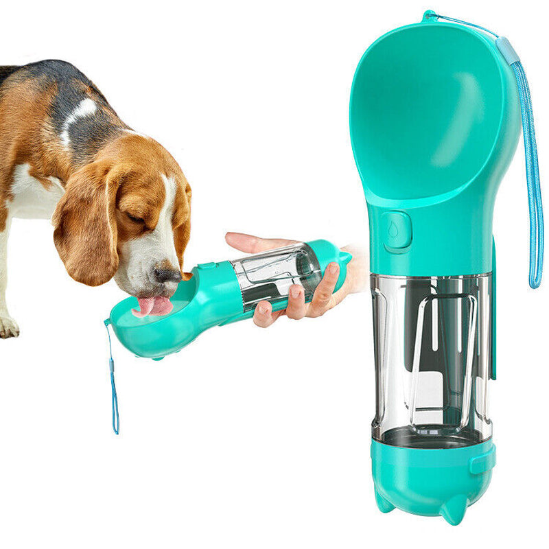 Dog Bowl Water Bottle Feeder with Poop Bag Dispenser and Scoop 3 in 1 Portable