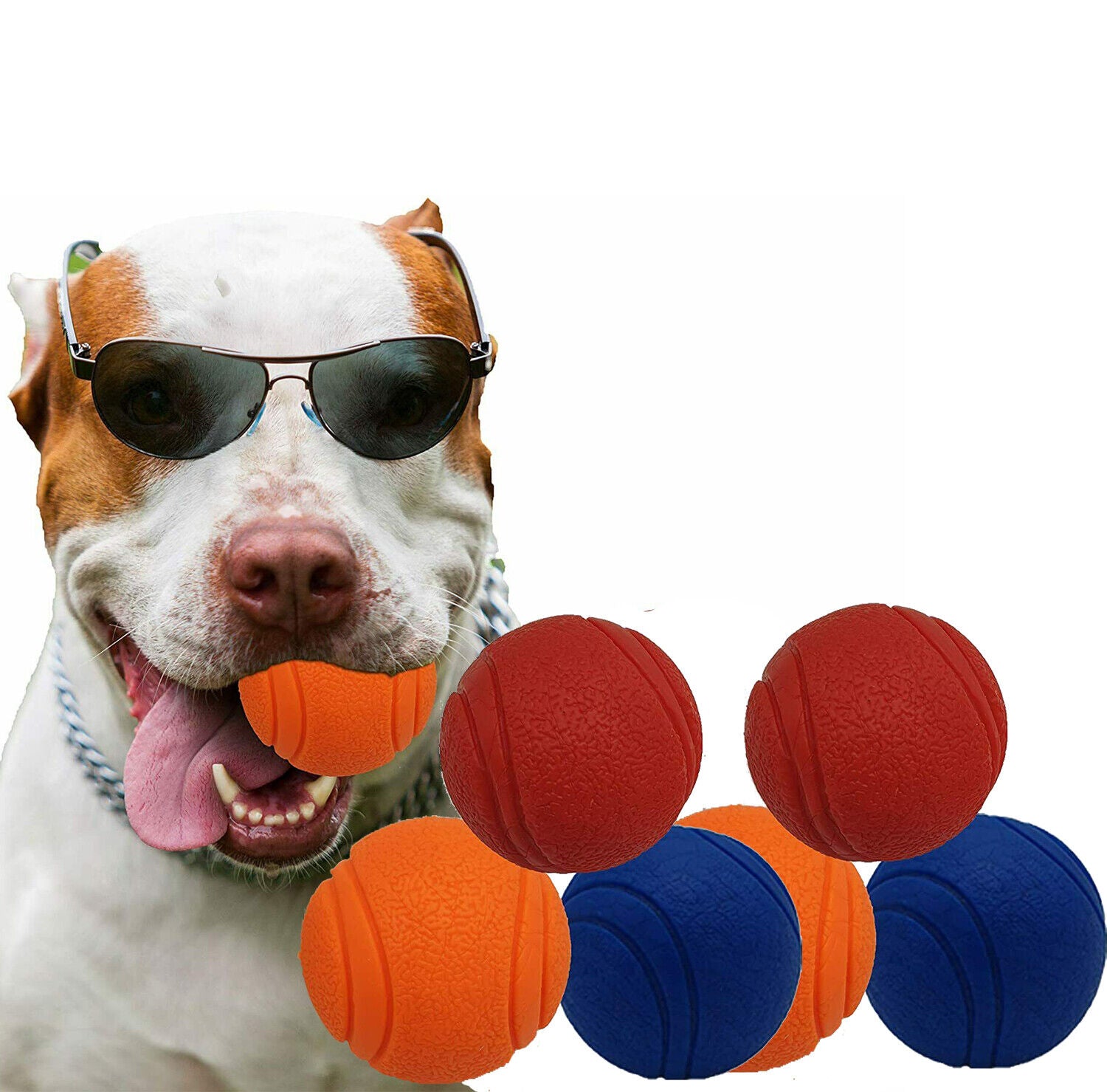 HIGH BOUNCING Indestructible Tough Solid Core Rubber Dog Ball Interactive Toys
