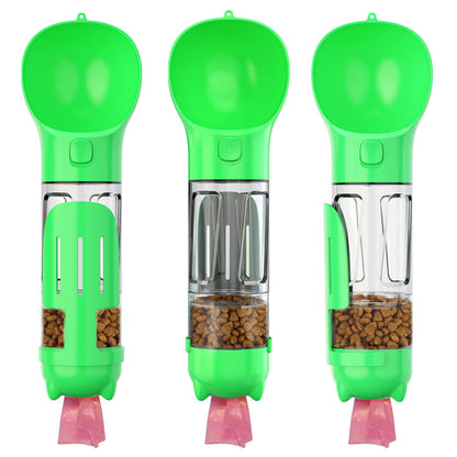 Dog Bowl Water Bottle Feeder with Poop Bag Dispenser and Scoop 3 in 1 Portable