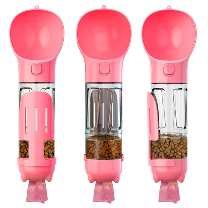 Dog Bowl Water Bottle Feeder with Poop Bag Dispenser and Scoop 3 in 1 Portable
