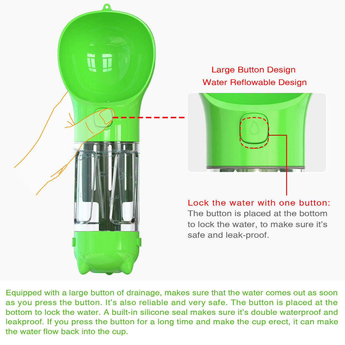 Dog Bowl Water Bottle Feeder with Poop Bag Dispenser and Scoop 3 in 1 Portable