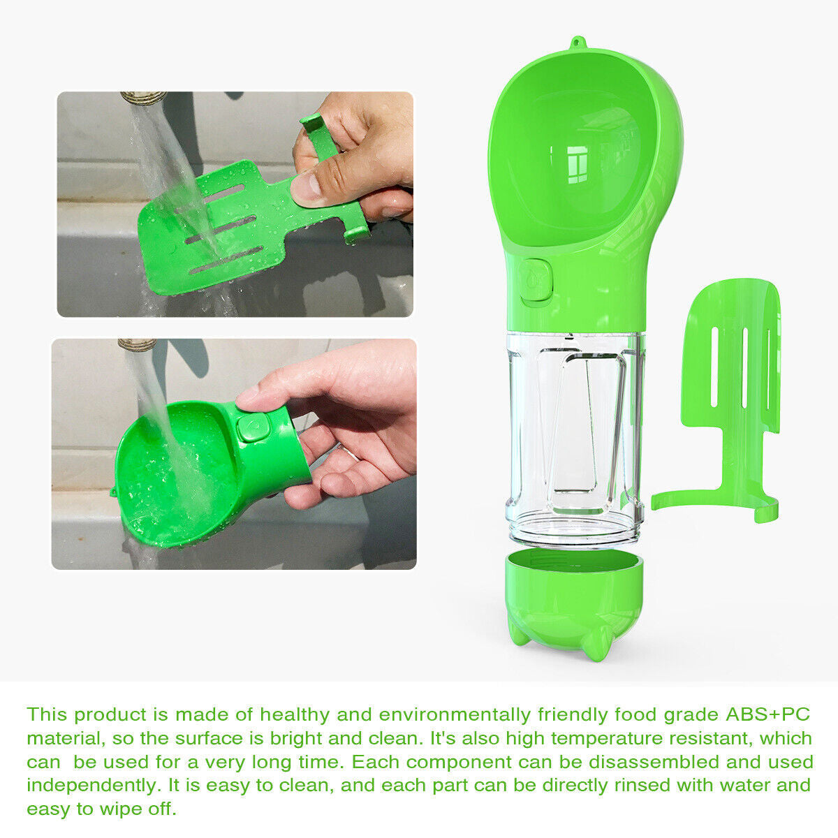 Dog Bowl Water Bottle Feeder with Poop Bag Dispenser and Scoop 3 in 1 Portable